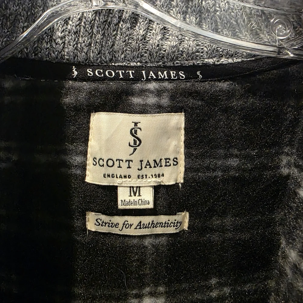 Scott James Mens Luxury Jacket M Gray Quilted Full Zip Plaid Lined Polished - Picture 3 of 13